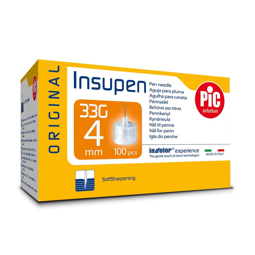 Pachet de 100 ace pentru pen insulină PiC Insupen 4mm 33G